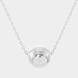 White Gold Dipped Metal Ball Pendant Necklace