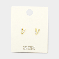 'V' Cubic Zirconia Monogram Stud Earrings