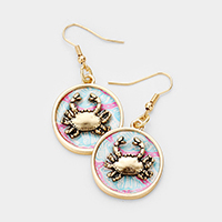 Patterned Crab Accented Dangle Earrings