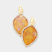 Crystal Rhinestone Trim Celluloid Acetate Dangle Earrings