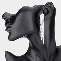 Crystal Rhinestone Pave Fringe Clip on Evening Earrings