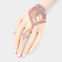 Crystal Rhinestone Pave Hand Chain Evening Bracelet