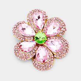 Crystal Teardrop Cluster Flower Pin Brooch