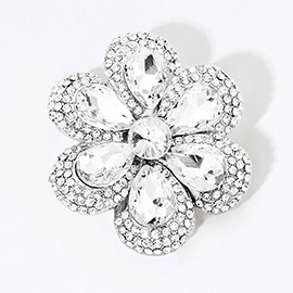 Crystal Teardrop Cluster Flower Pin Brooch