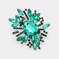 Crystal Flower Leaf Cluster Brooch / Pendant