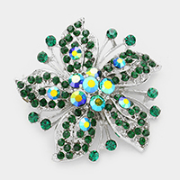 Bubble Crystal Pave Flower Pin Brooch