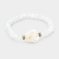 Freshwater Pearl Accented Beaded Stretch Bracelet