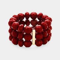 3Rows Faceted Beaded Ball Stretch Bracelet