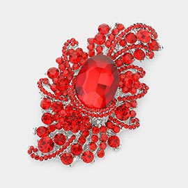 Crystal Oval Accented Bouquet Pin Brooch