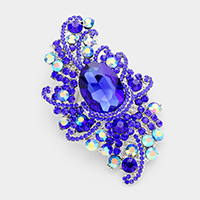 Crystal Oval Accented Bouquet Pin Brooch