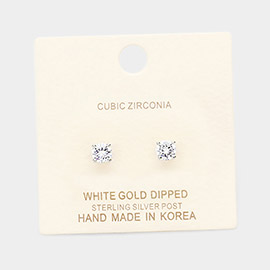 White Gold Dipped 5mm Cubic Zirconia Round Stud Earrings