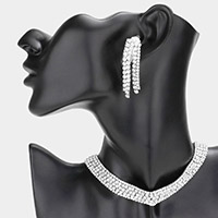 Bubble Crystal Choker Necklace & Clip Earring Set