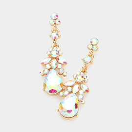 Marquise Crystal Teardrop Accented Evening Earrings