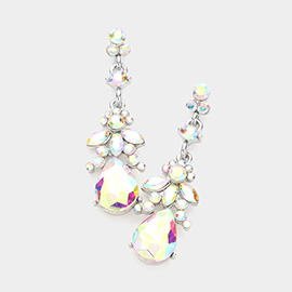 Marquise Crystal Teardrop Accented Evening Earrings