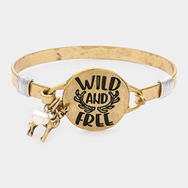 Wild and Free Message Deer Charm Hook Bracelet