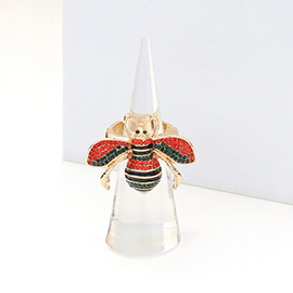 Rhinestone Embellished Honey Bee Stretch Ring