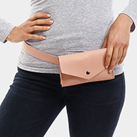 Faux Leather Solid Envelope Fanny Pack