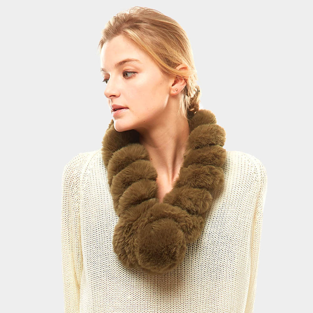 Twisted Faux Fur Pull Through Scarf