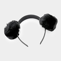 Faux Fur Pom Pom Ear Detail Headband