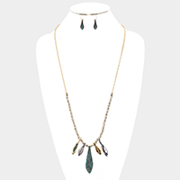 Metal Ball Abstract Bar Fringe Long Necklace