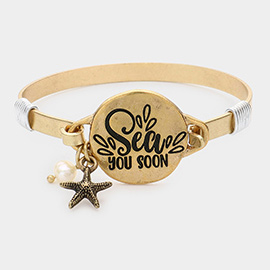 Sea You Soon Message Starfish Charm Hook Bracelet