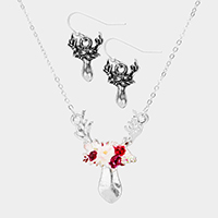 Watercolor Enamel Deer Jewelry Charm Pendant Necklace