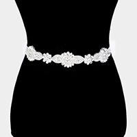 Floral Crystal Sash Ribbon Bridal Wedding Belt / Headband
