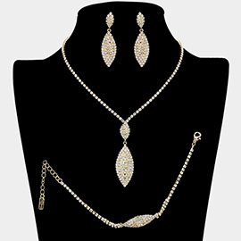 Rhinestone Paved Marquise Drop Necklace Set