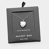 Secret Box_White Gold Dipped Heart Locket Pendant Necklace