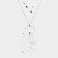 Cut out Pineapple Link Pendant Necklace