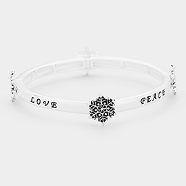 Love Peace.... Message Snowflake Stretchable Metal Bracelet