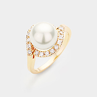 Gold Plated Pearl Cubic Zirconia Ring