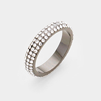 Gold Plated 3Rows Cubic Zirconia Pave Ring