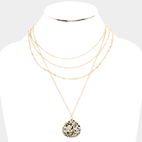 Multi Layered Semi Precious Stone Layered Necklace