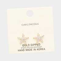 Gold Dipped Cubic Zirconia Starfish Earrings