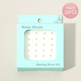 20PCS - Silver Tiny Crystal Sterling Silver Nose Studs