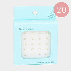 20PCS - Gold Tiny Crystal Sterling Silver Nose Studs