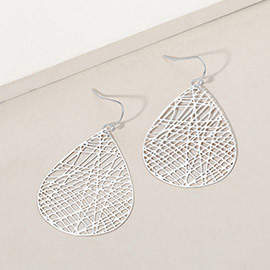 Brass Metal Filigree Teardrop Dangle Earrings