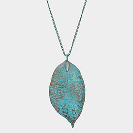 Natural Dipped Filigree Leaf Pendant Long Necklace