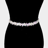Crystal Teardrop Floral Sash Ribbon Bridal Wedding Belt / Headband