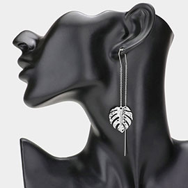 Metal Tropical Leaf Threader Earrings