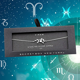 Secret Box _ Sterling Silver Dipped CZ Virgo Zodiac Sign Charm Bracelet