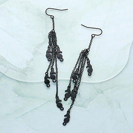 Multi Metal Seahorse Drop Chain Dangle Earrings