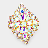 Oversized Crystal Cluster Pave Trim Evening Bracelet