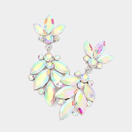 Crystal Marquise Ornate Floral Evening Earrings