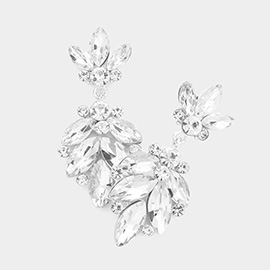 Crystal Marquise Ornate Floral Evening Earrings