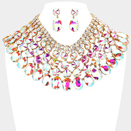 Crystal Glass Bib Statement Necklace