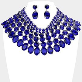 Crystal Glass Bib Statement Necklace