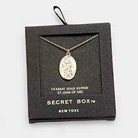Secret Box _ 14k Gold Dipped St. Joan Of Arc Pendant Necklace