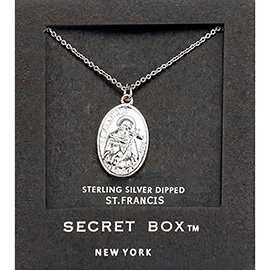 Secret Box_Sterling Silver Dipped St. Francis Pendant Necklace